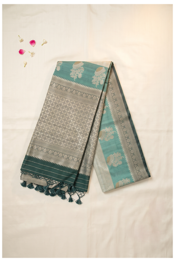 Sage Green Banarasi Art Silk Wedding & Party Wear Saree
