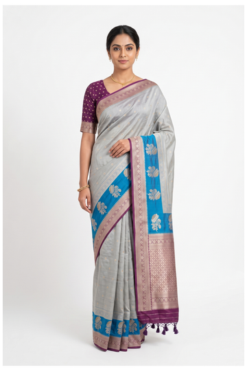 Light Blue Banarasi Art Silk Wedding Saree