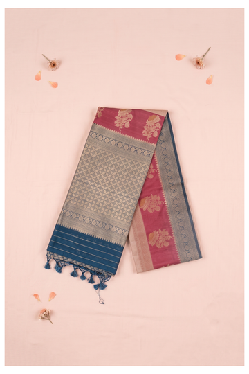 Champagne Banarasi Art Silk Wedding Party Saree