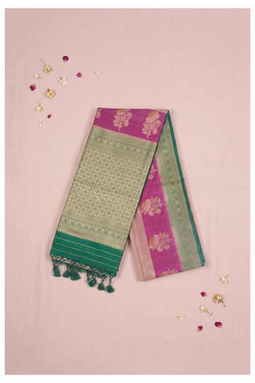 Light Peach Banarasi Art Silk Wedding Saree