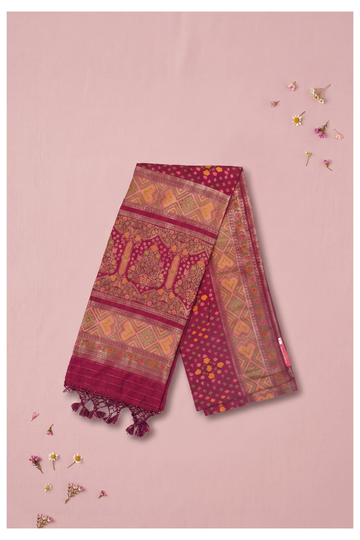 Wine Banarasi Art Silk Wedding Saree