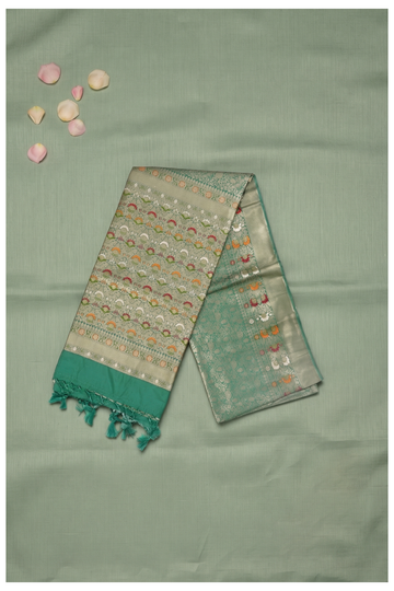 Jade Green Banarasi Art Silk Wedding Party Wear Saree