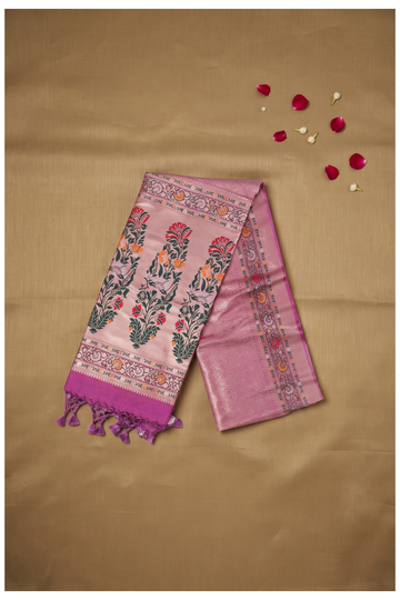 Mauve Pink Banarasi Art Silk Wedding Saree