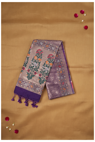 Deep Purple Banarasi Art Silk Wedding Party Wear Saree