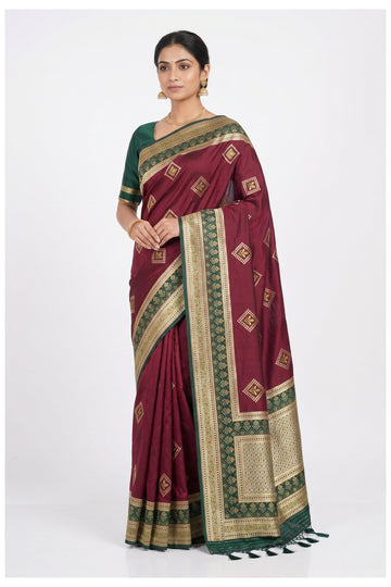 Maroon Banarasi Silk Saree