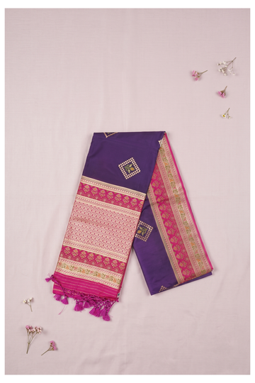 Purple Banarasi Art Silk Wedding Party Wear Saree