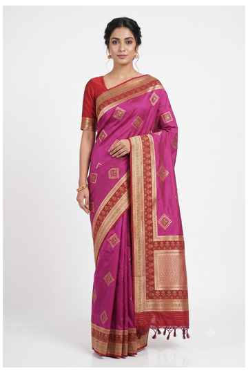Rani Pink Banarasi Silk Saree