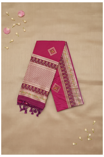 Rani Pink Banarasi Art Silk Wedding & Party Wear Saree