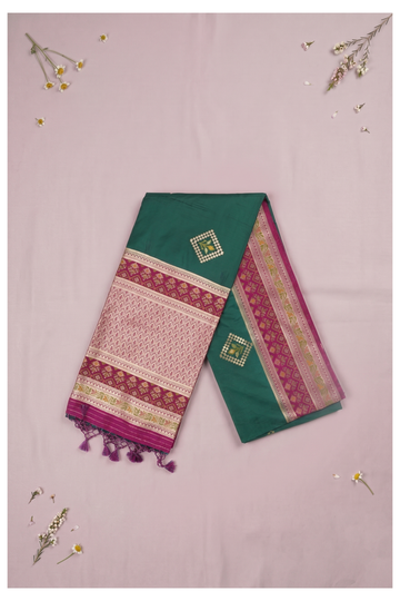 Bottle Green Banarasi Art Silk Wedding Party Wear Saree