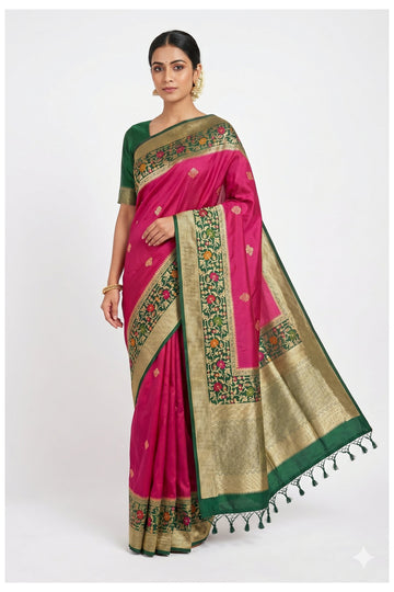 Rani Pink Banarasi Silk Saree
