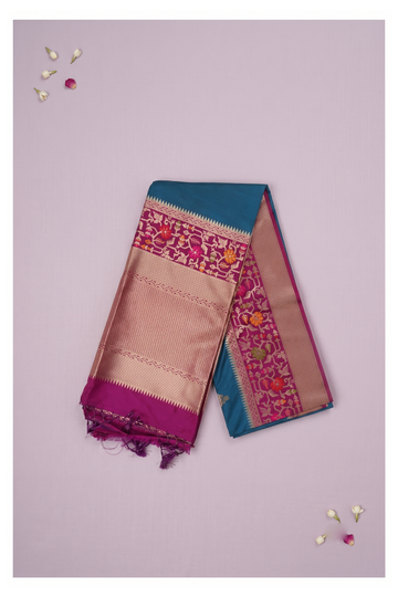 Teal Banarasi Art Silk Wedding Saree