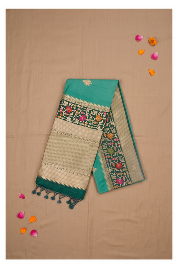 Teal Banarasi Art Silk Wedding Saree