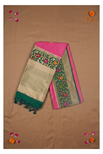 Rani Pink Banarasi Art Silk Wedding Saree