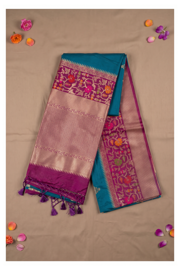 Teal Banarasi Art Silk Wedding Saree