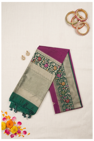 Wine Banarasi Art Silk Wedding & Party Wear Saree