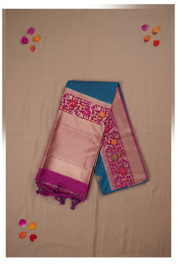 Teal Banarasi Art Silk Wedding Saree