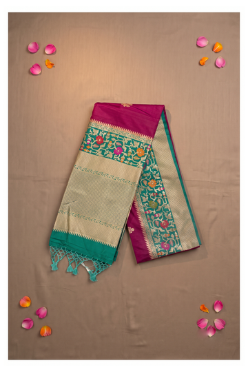 Wine Banarasi Art Silk Wedding Saree