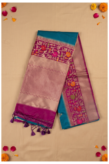 Teal Banarasi Art Silk Wedding Saree