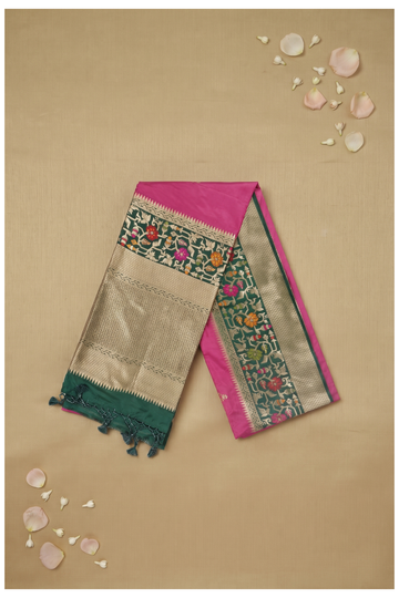 Rani Pink Banarasi Art Silk Wedding Saree