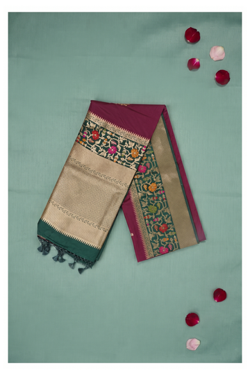 Wine Banarasi Art Silk Wedding & Party Wear Saree