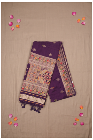 Wine Banarasi Art Silk Wedding Party Saree