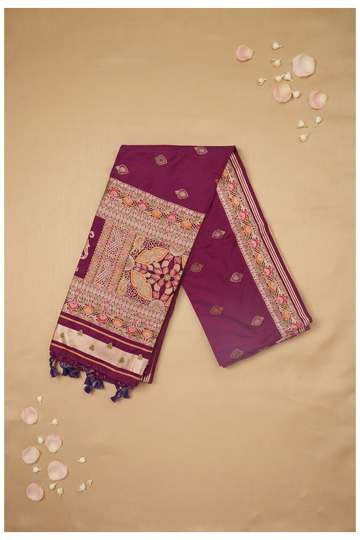 Wine Banarasi Art Silk Wedding Saree