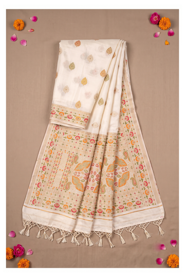 Ivory Banarasi Art Silk Wedding & Party Wear Saree