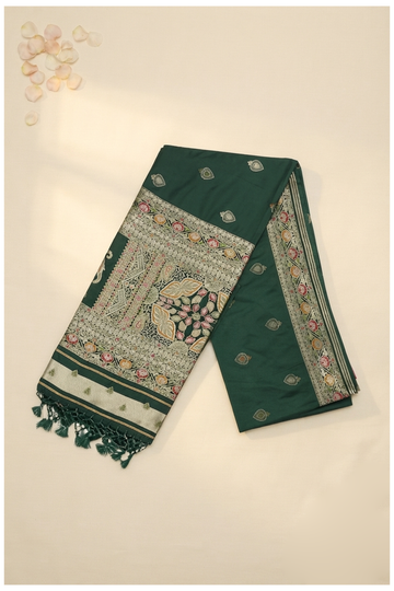 Bottle Green Banarasi Art Silk Wedding & Party Wear Saree