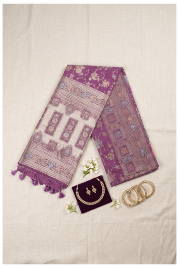 Wine Banarasi Art Silk Saree For Wedding & Party Wear