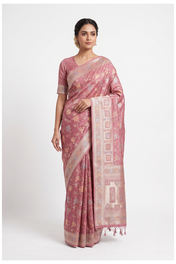 Rose Mauve Banarasi Art Silk Wedding & Party Saree