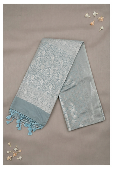 Slate Blue Banarasi Art Silk For Weddings & Parties