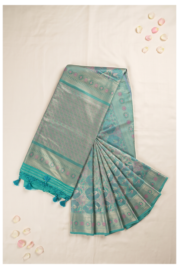 Teal South Silk Art Silk Party Wear Saree