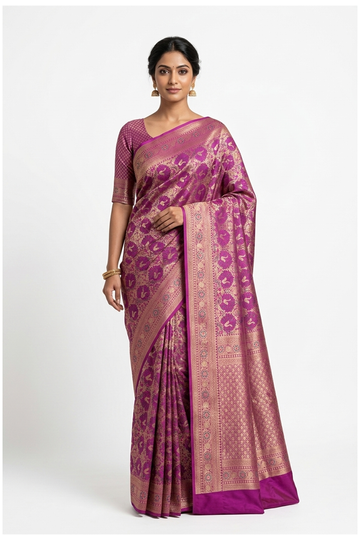 Magenta Banarasi Art Silk Wedding Saree