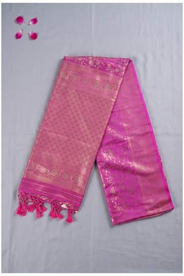 Rani Pink South Silk Art Silk Wedding Saree