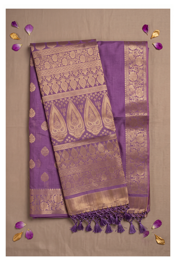Deep Purple Banarasi Art Silk Wedding Saree