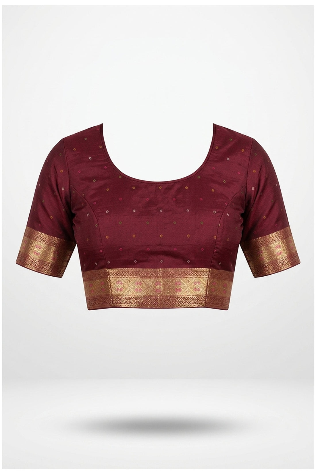 Cream & Maroon Banarasi Silk Saree