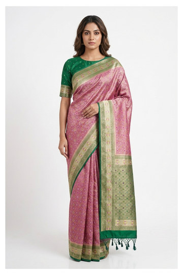 Mauve Pink Banarasi Art Silk Wedding And Party Saree