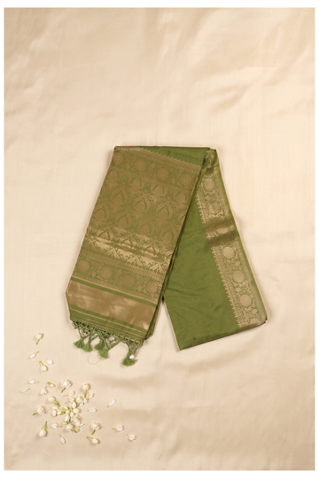 Mehendi Green Banarasi Art Silk Wedding & Party Wear Saree