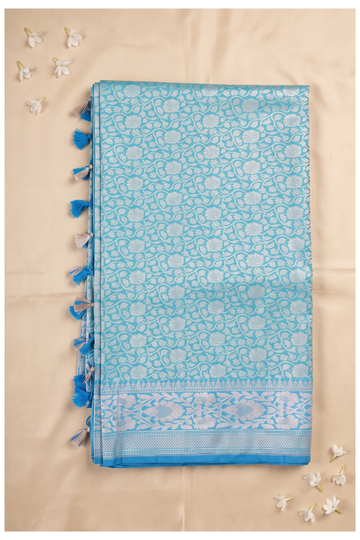 Aqua Blue Banarasi Art Silk Wedding Saree