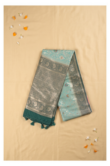 Aqua Banarasi Art Silk Wedding Saree
