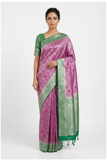 Violet Red  Banarasi Art Silk Wedding Saree