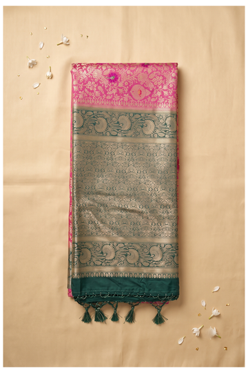 Rani Pink Banarasi Art Silk Wedding Saree