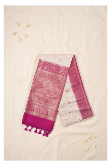 Ivory Banarasi Art Silk Wedding Saree