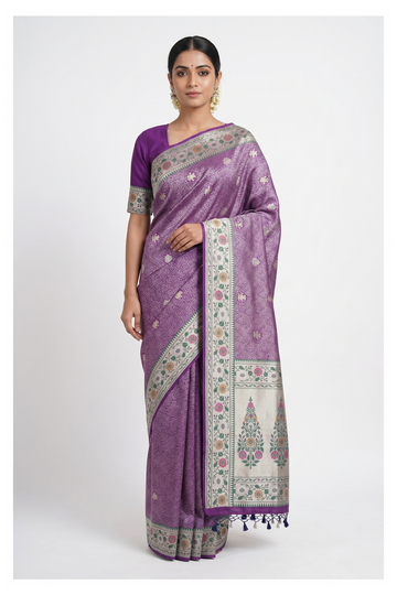 Amethyst Purple Banarasi Art Silk Saree With Weaving