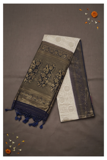 Ivory Banarasi Art Silk Saree For Wedding & Party