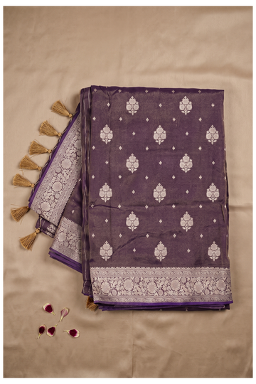 Wine Purple South Silk Art Crepe Wedding & Party Wear Saree
