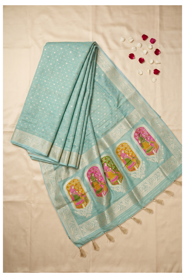 Aqua Banarasi Art Silk Wedding & Party Wear Saree