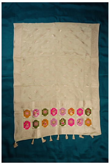 Pale Olive Green Banarasi Art Silk Wedding & Party Wear Saree