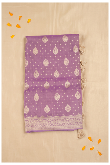 Lavender Purple Banarasi Art Silk Wedding Party Wear Saree