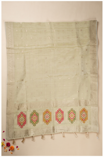 Pale Chartreuse Banarasi Art Silk Wedding & Party Wear